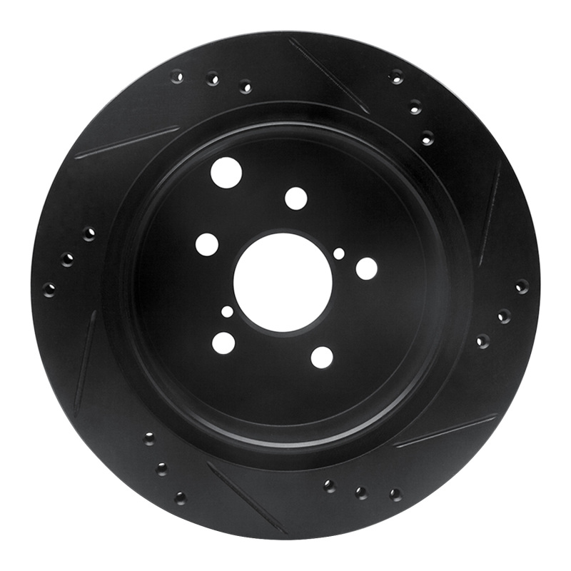 Subaru Forester Brake Rotor (1) - Rear Left - R1 Concepts - Drilled & Slotted - Black - `14-`18